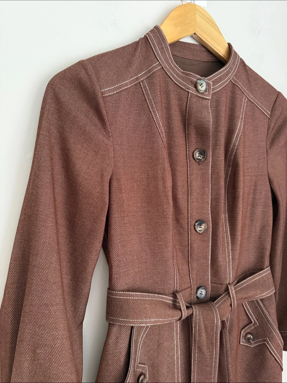 NWT Cartolina Harris Dress XXS Mocha Belted Utility Shirt Midi Quiet Luxury
